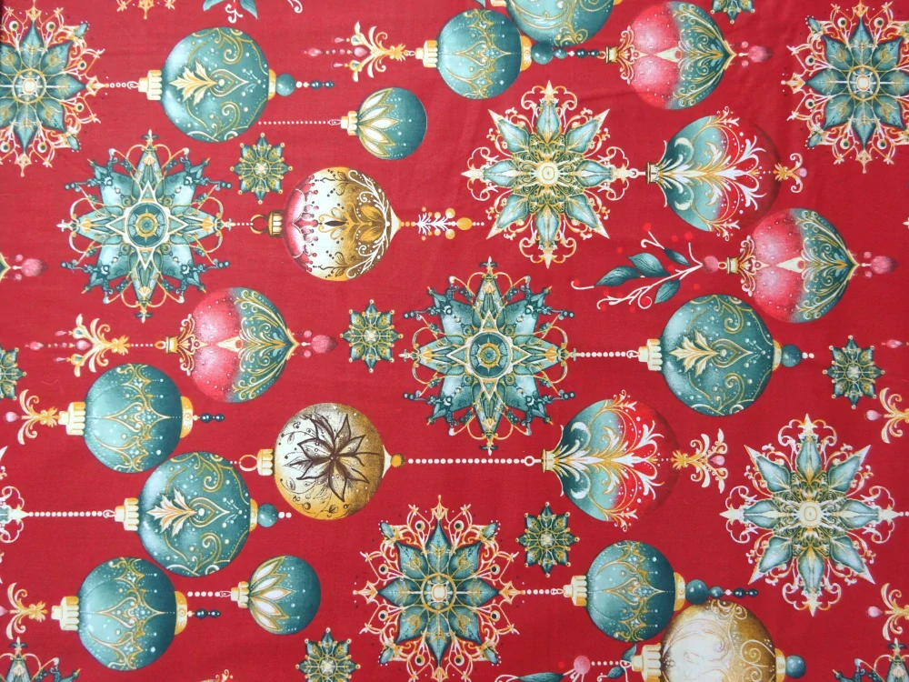 Bavlna červená "vianočný motív" 