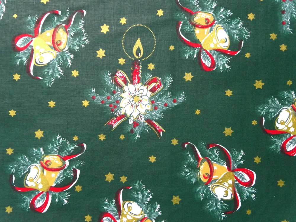 Bavlna tmavozelená "vianočná ruža" 