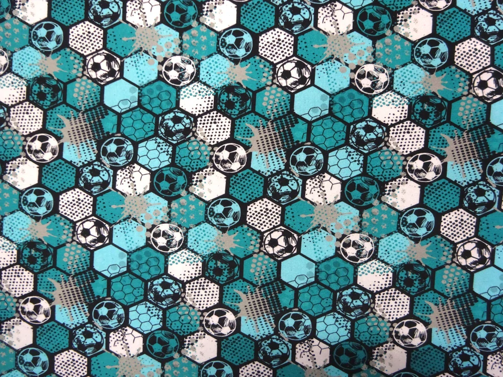 Teplákovina tyrkysovo-modrá "futbal" - počesaná 