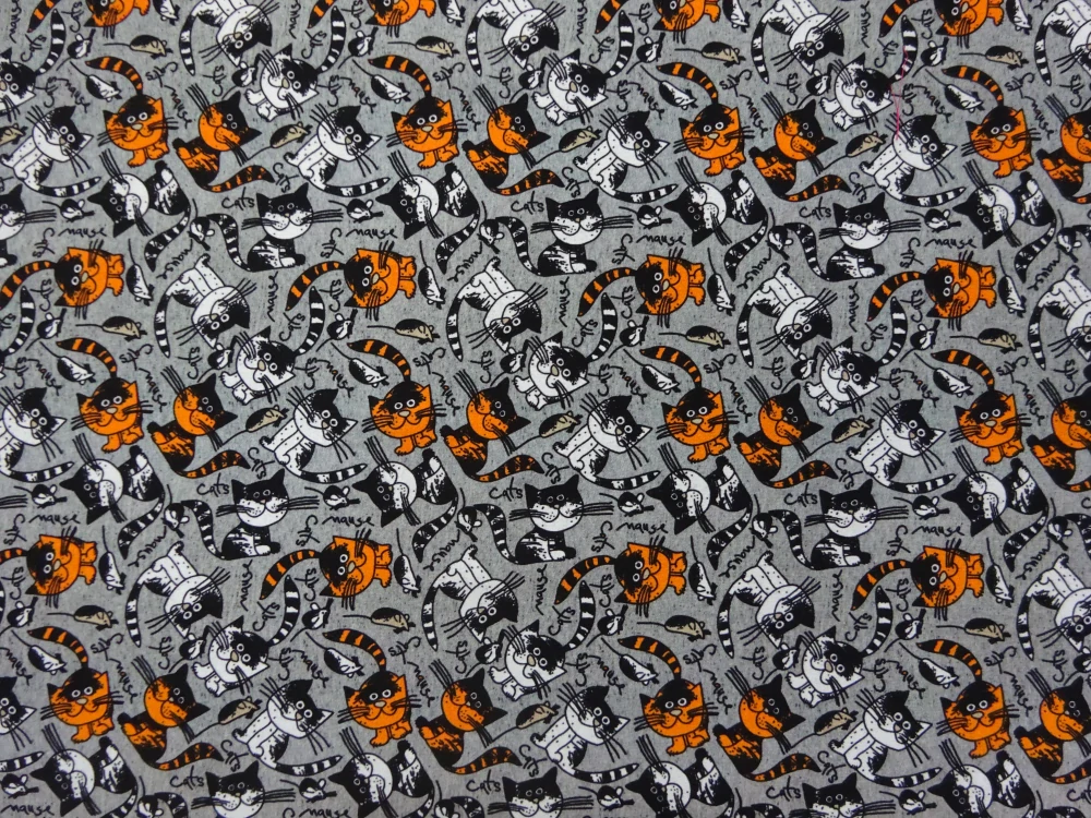 Teplákovina sivá "mačička, myš" - digitálna tlač 