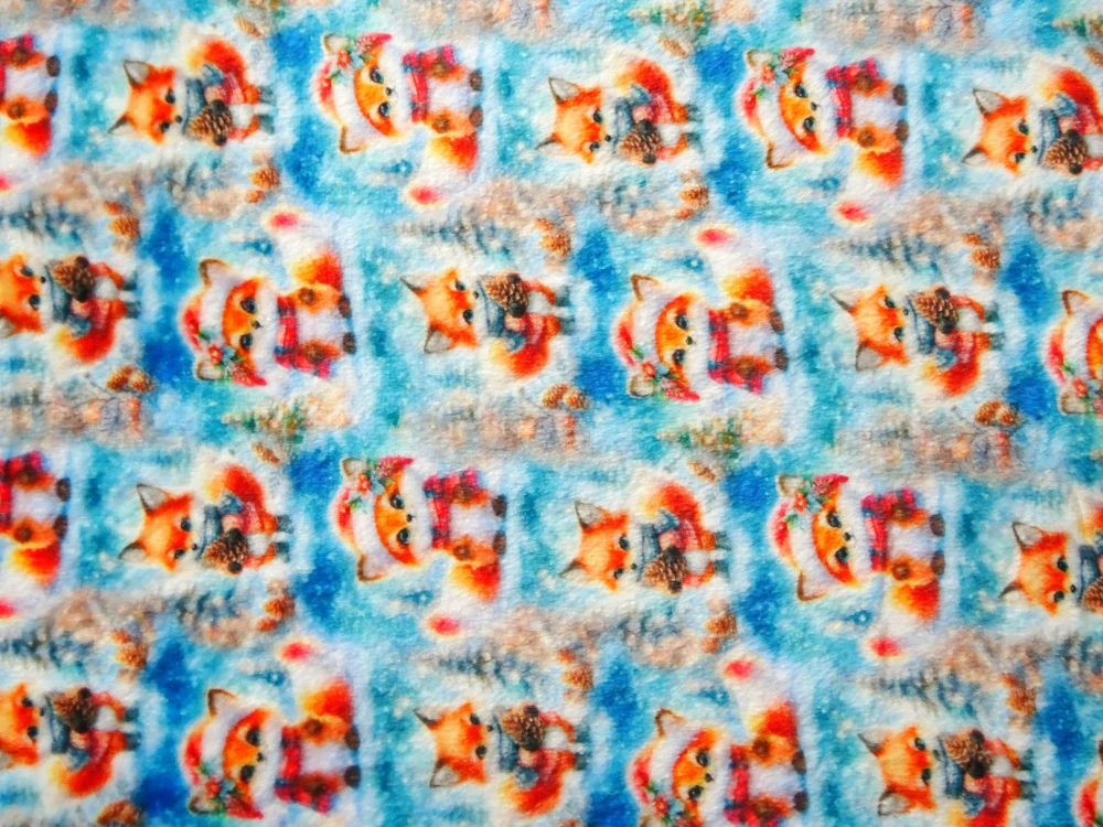 Fleece modrý "líška v zime" 