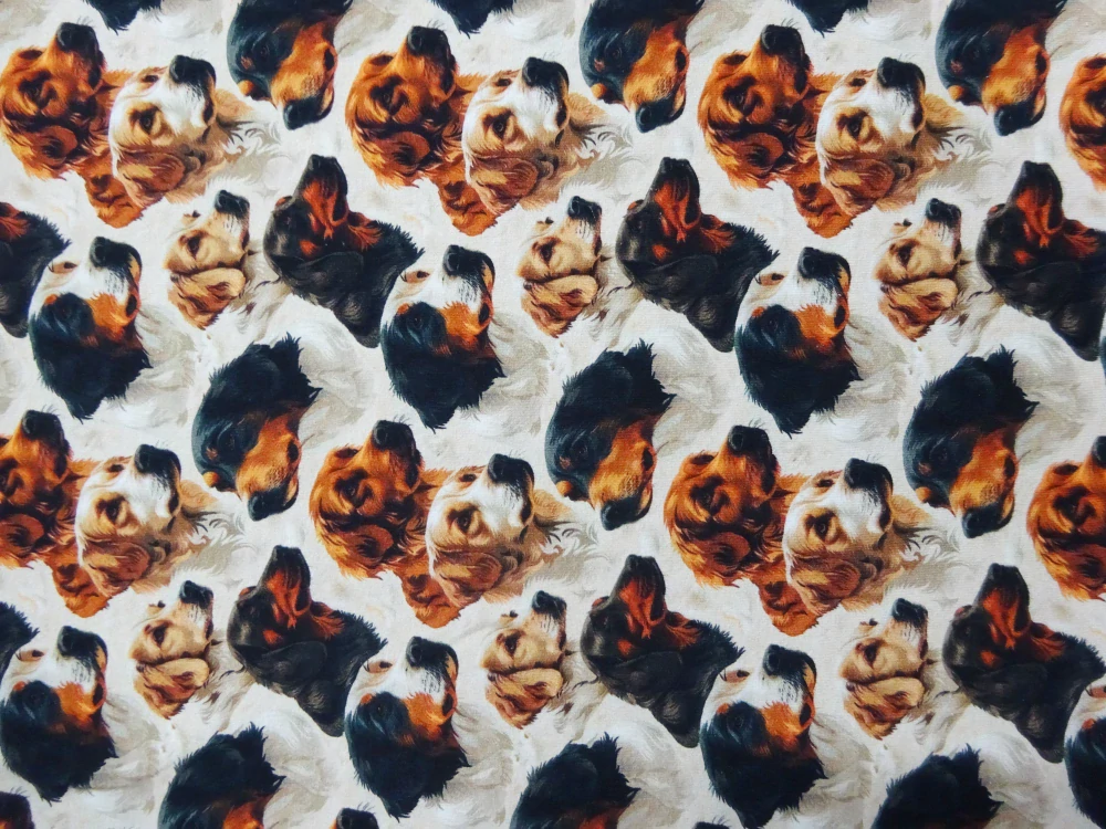 Teplákovina béžová "psík" - digitálna tlač 