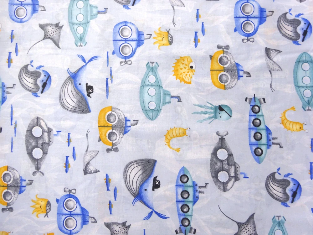 Bavlna svetlomodrá "vodný svet" 