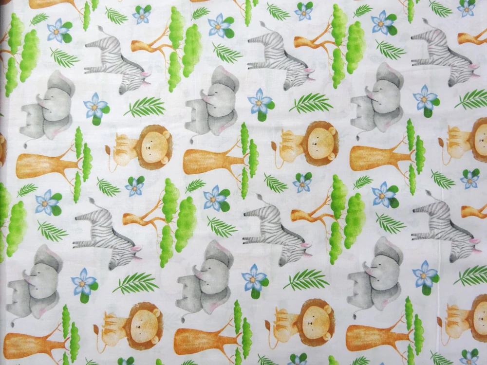 Bavlna biela "zvieratká, stromy" 