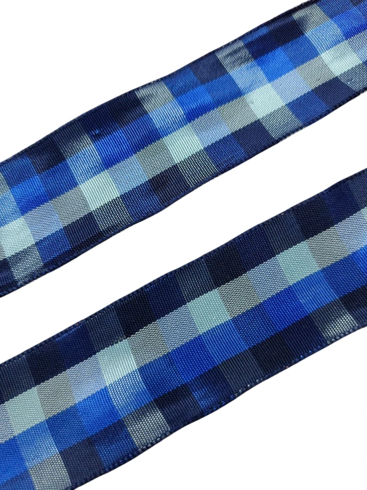 Stuha dekroračná s drôtikom "modrá kocka"