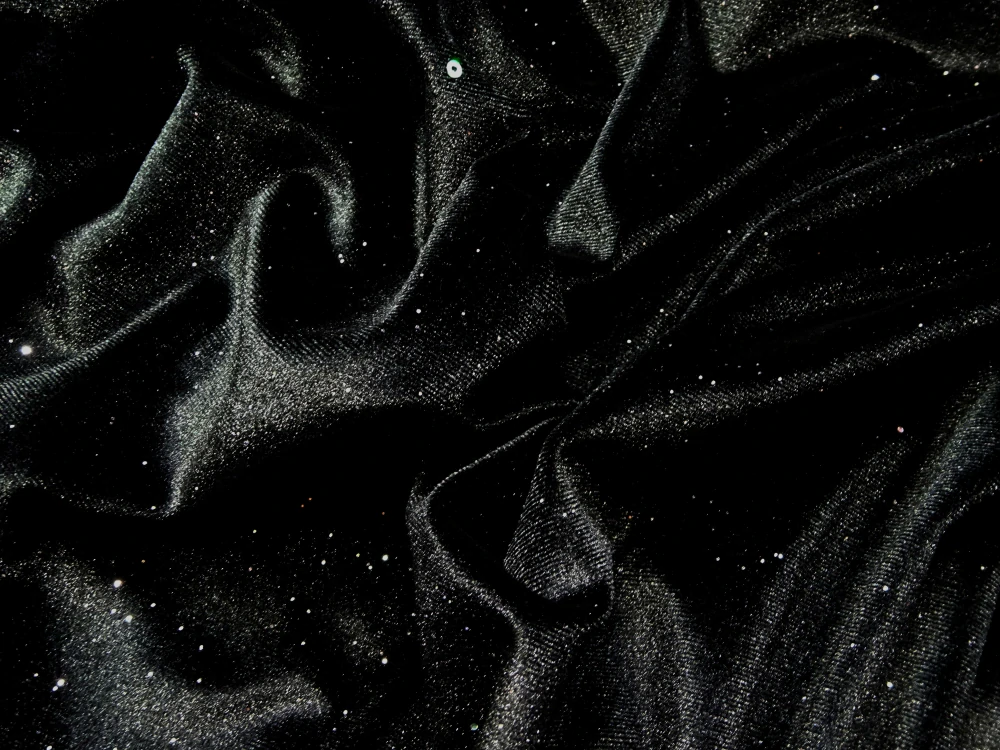 Úplet Velur s glitrami "čierny" 