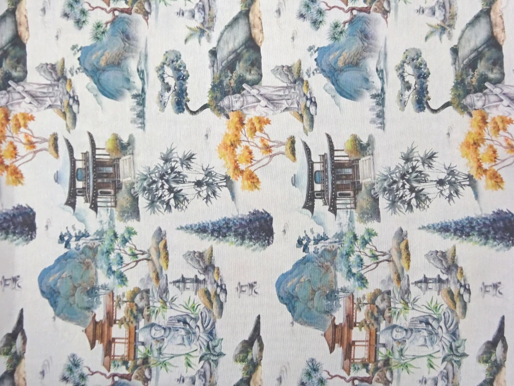 Poťahovka prírodná "listy, stromy, sochy, chrám"