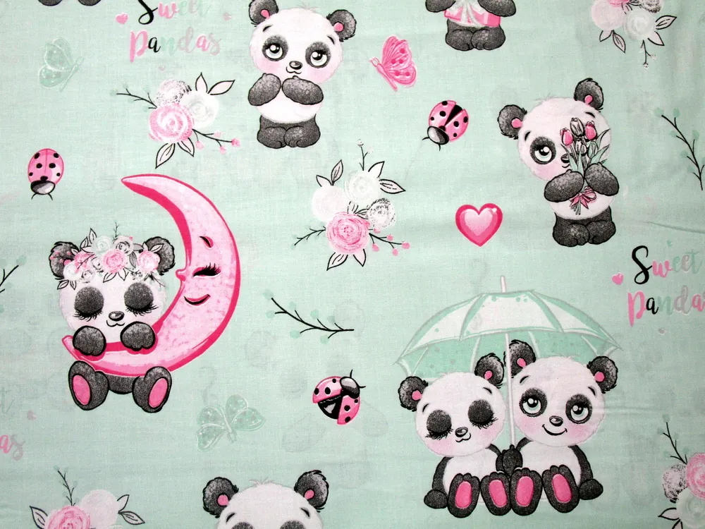 Bavlna mint "sweet pandas"