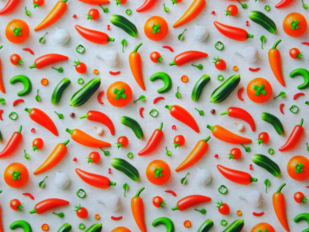 Bavlna smotanová "zelenina" - 3D