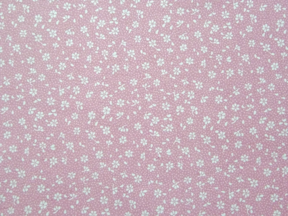 Bavlna ružová "biele kvety" 