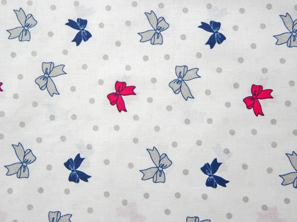 Bavlna biela "mašľa, bodky" 