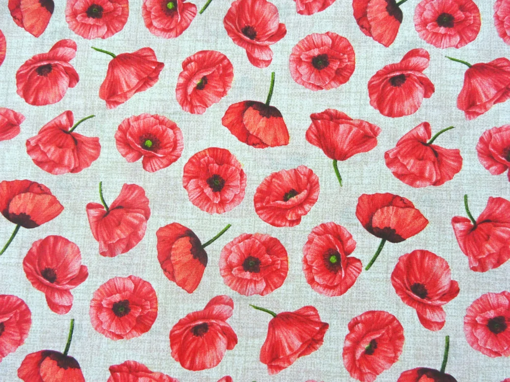 Poťahovka žíhaná "červené maky" 