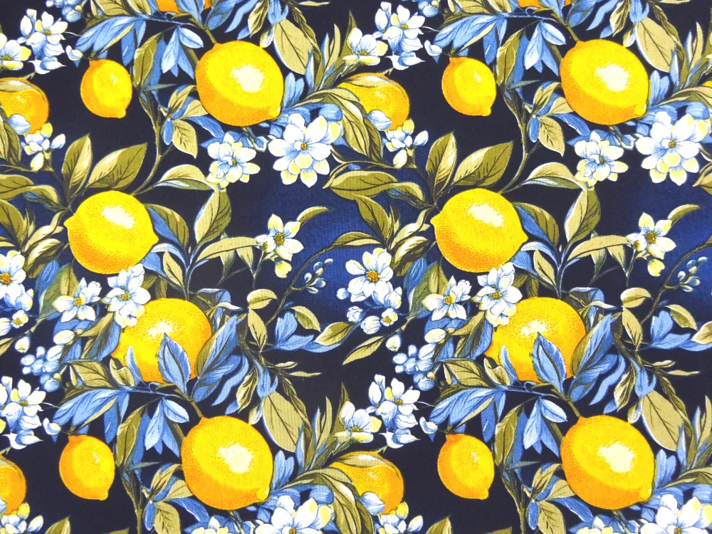 Poťahovka tmavomodrá "citróny" 