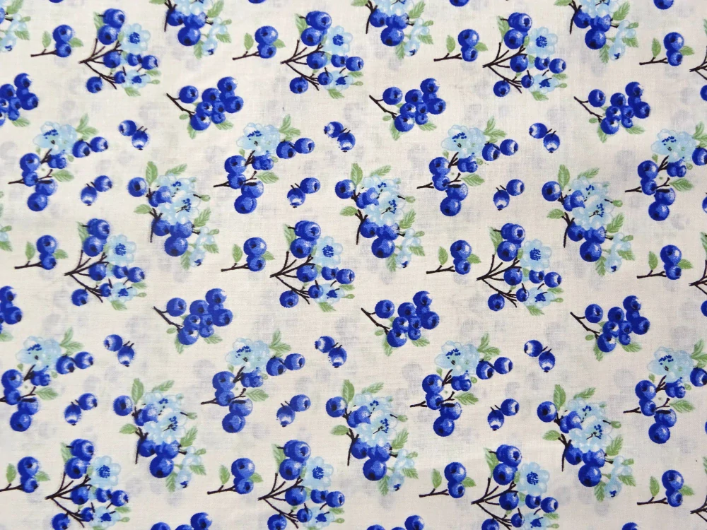 Bavlna biela "čučoriedky" 