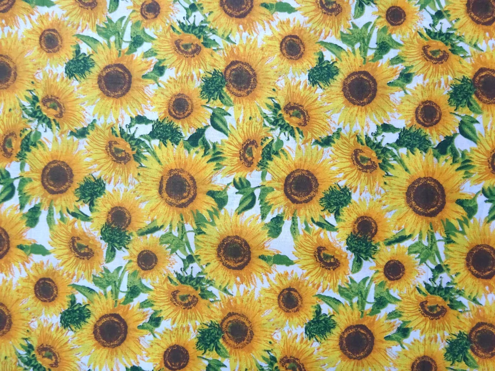 Bavlna biela "slnečnice" 