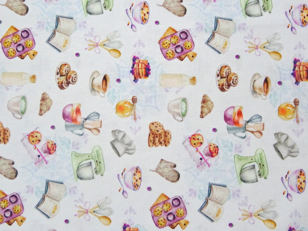 Popelín biely "kuchyňa" - Taliansko 