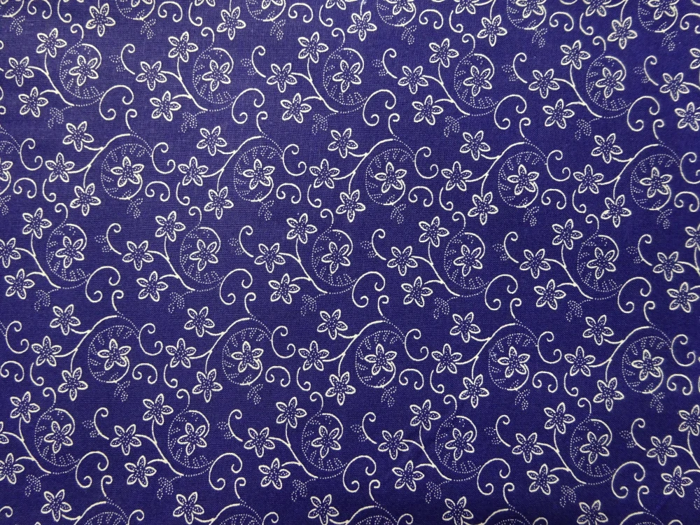 Bavlna tmavomodrá "kvety" 