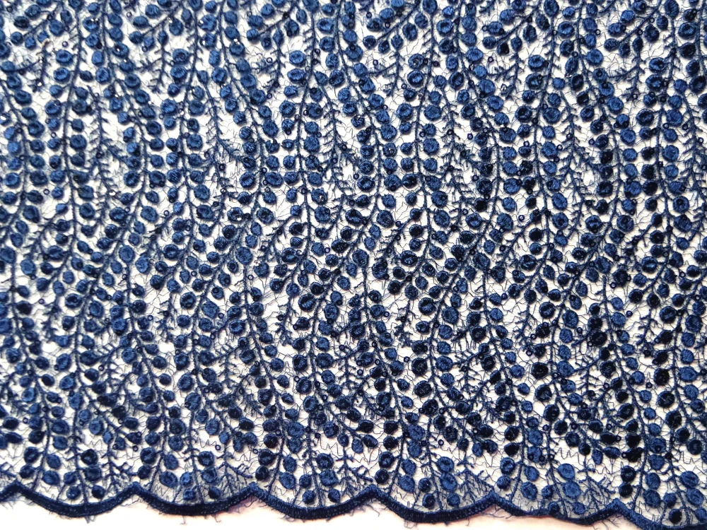 Krajka tmavomodrá "vlnovky" - s flitrami 