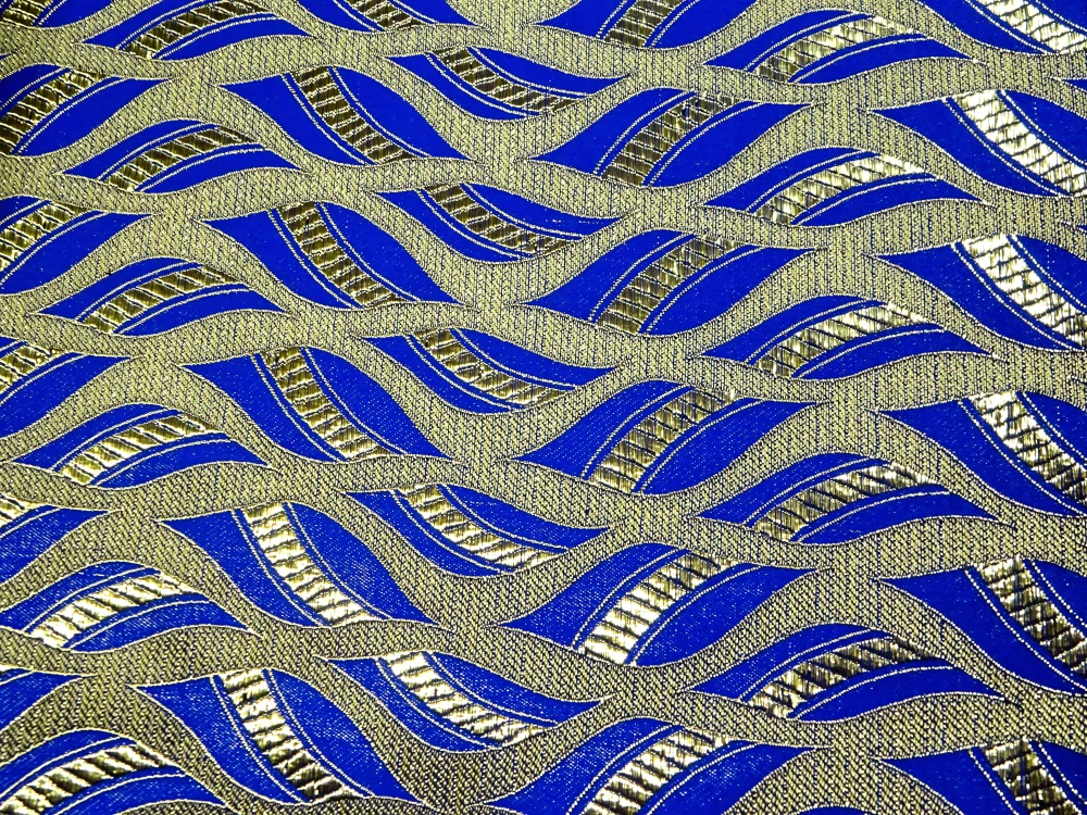 Brokát modrý "zlatý vzor" 