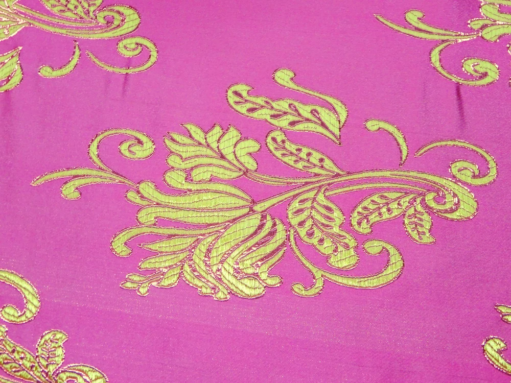 Brokát ružový "žltý vzor" 