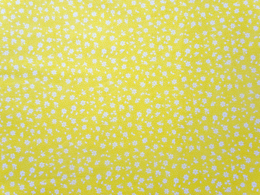 Bavlna žltá "biele kvety" 