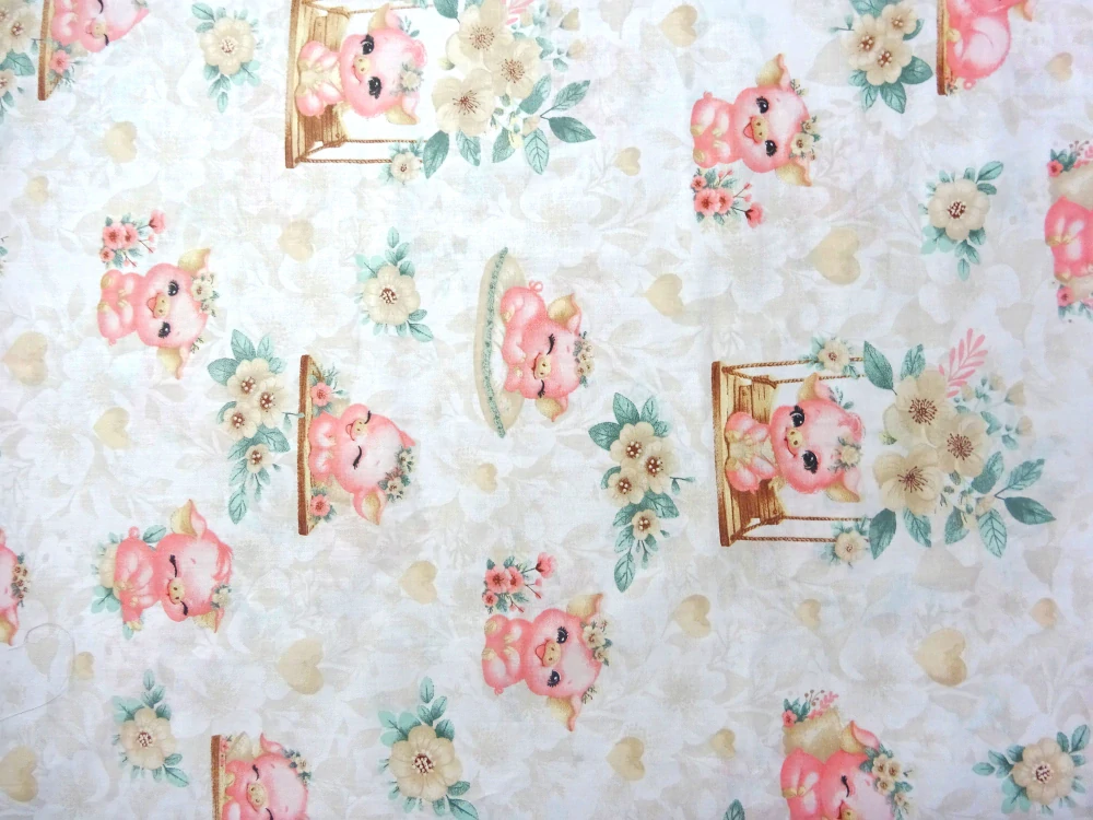 Bavlna biela "veselé prasiatka" 