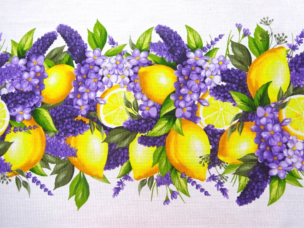 Utierkovina biela "citróny, kvety" 