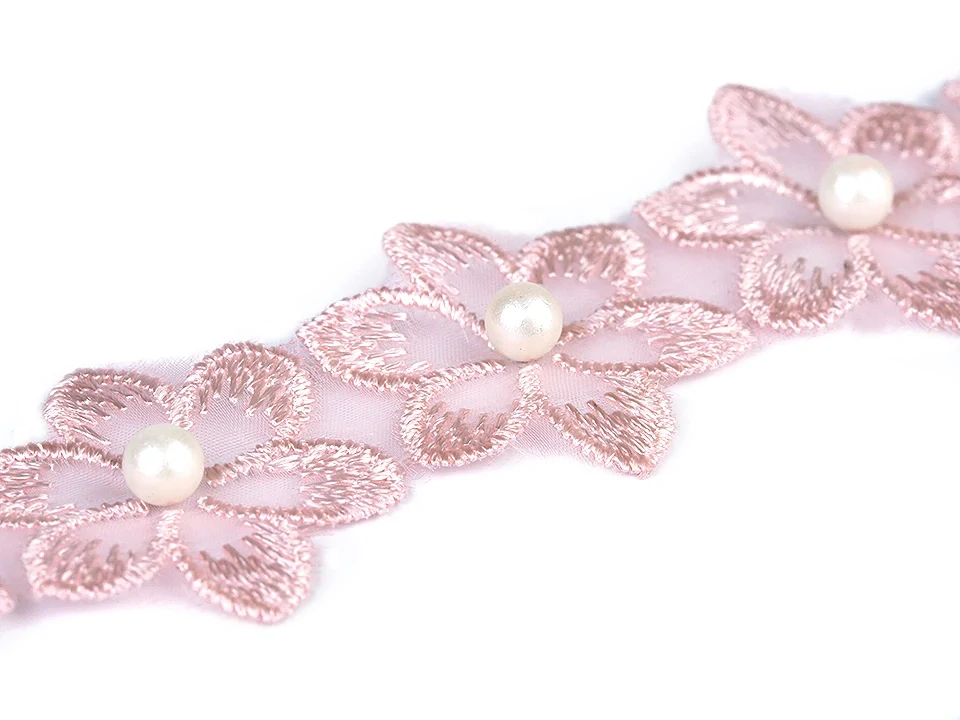Borta svetloružová "kvet s perličkou" 