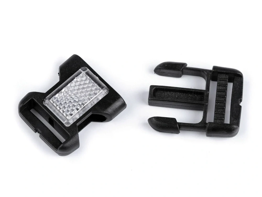 Spona ľadvinková s odrazkou "čierna" - 25 mm 