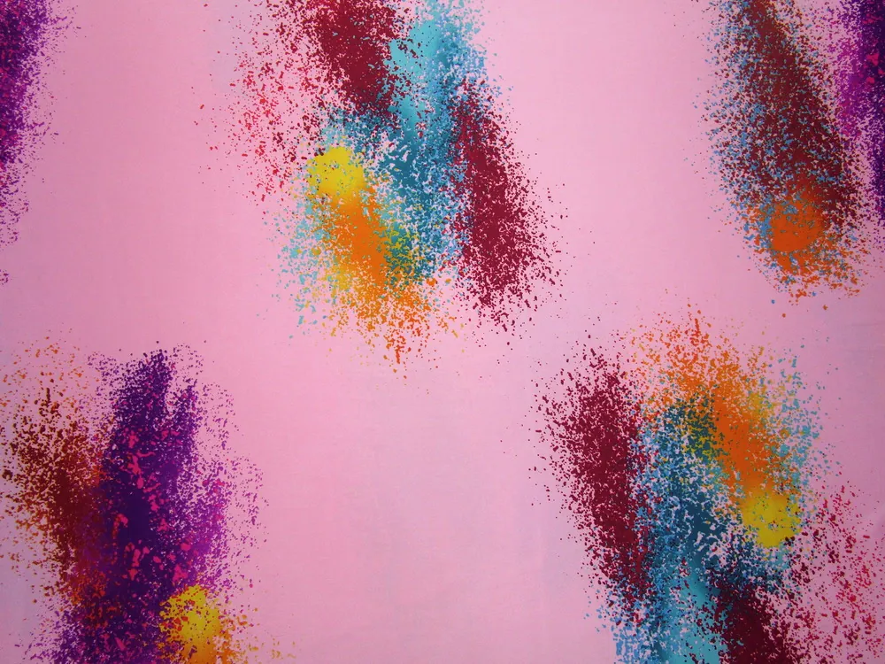 Satén ružový "farebné machule" 