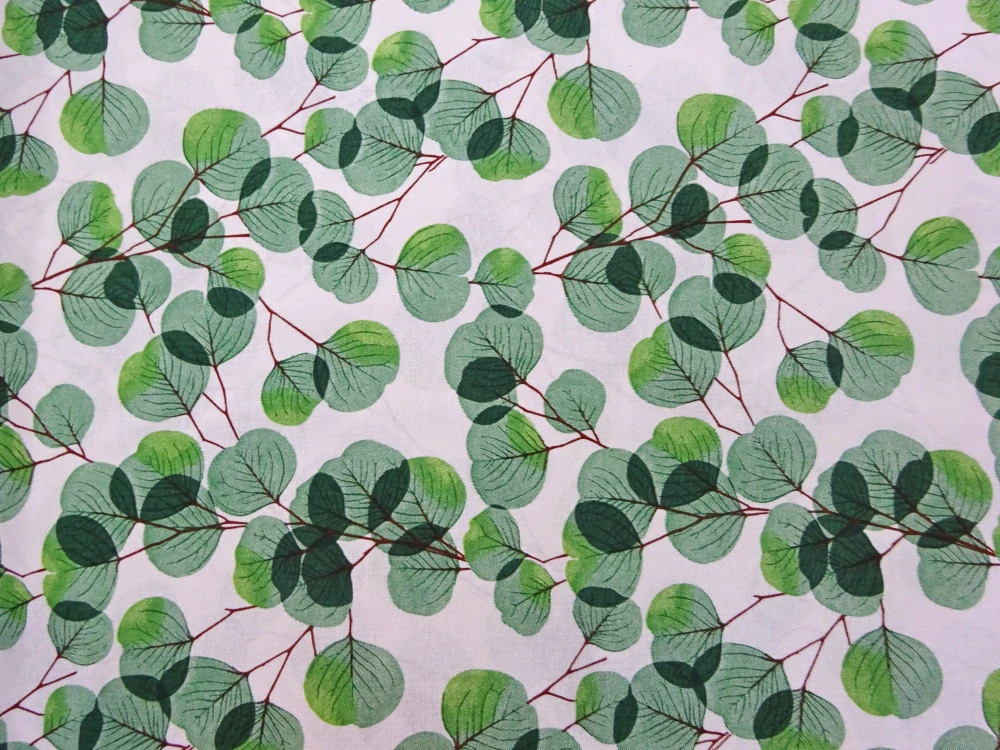 Poťahovka biela "zelené listy" 