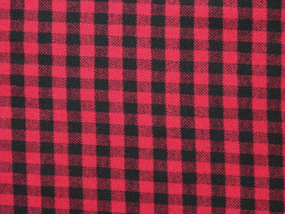 Flanel zmesový červený "čierna kocka" 