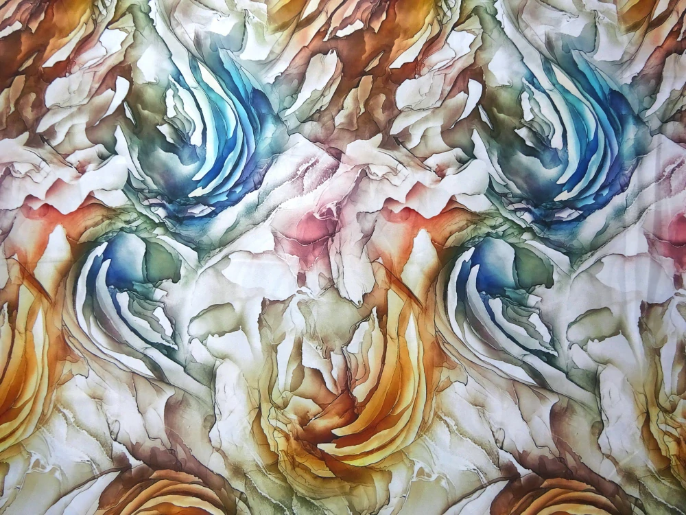 Hodváb farebný "abstraktný vzor" 