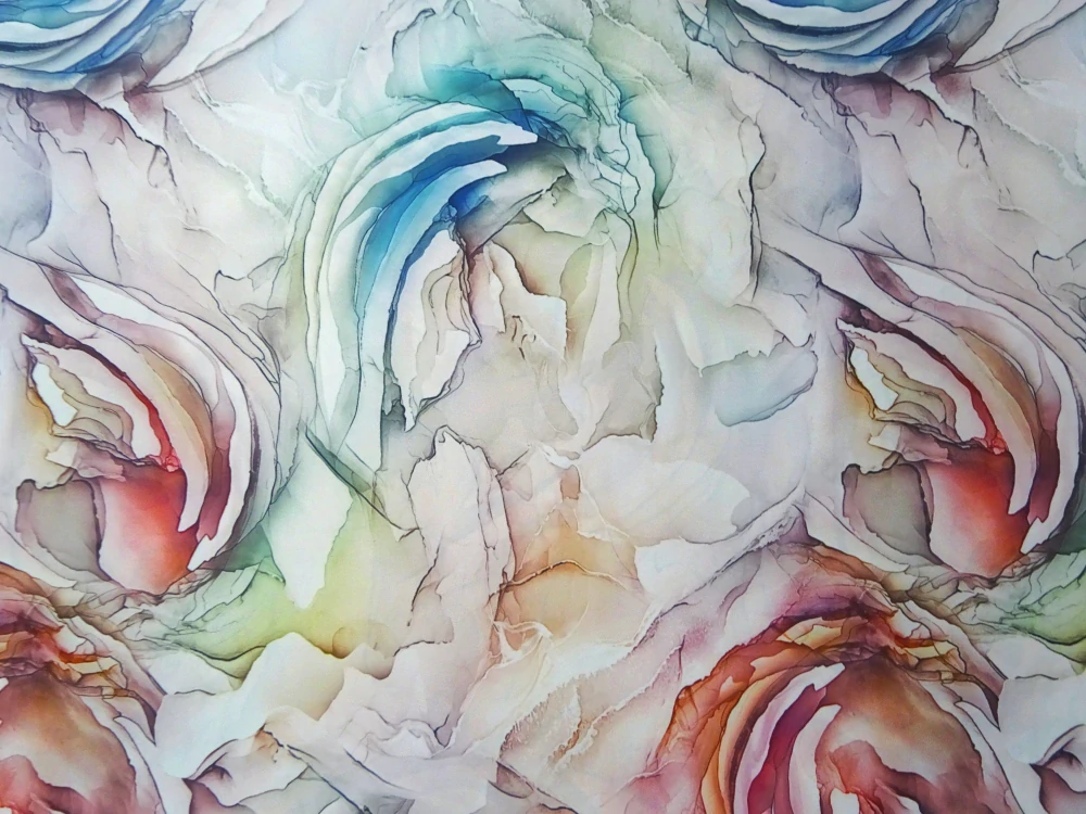 Hodváb farebný "abstraktný vzor" 