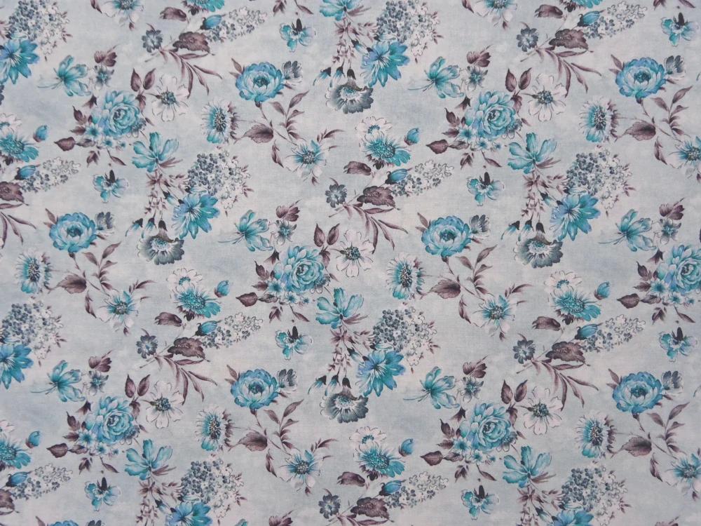 Bavlna modrá batika "modré kvety" - Taliansko