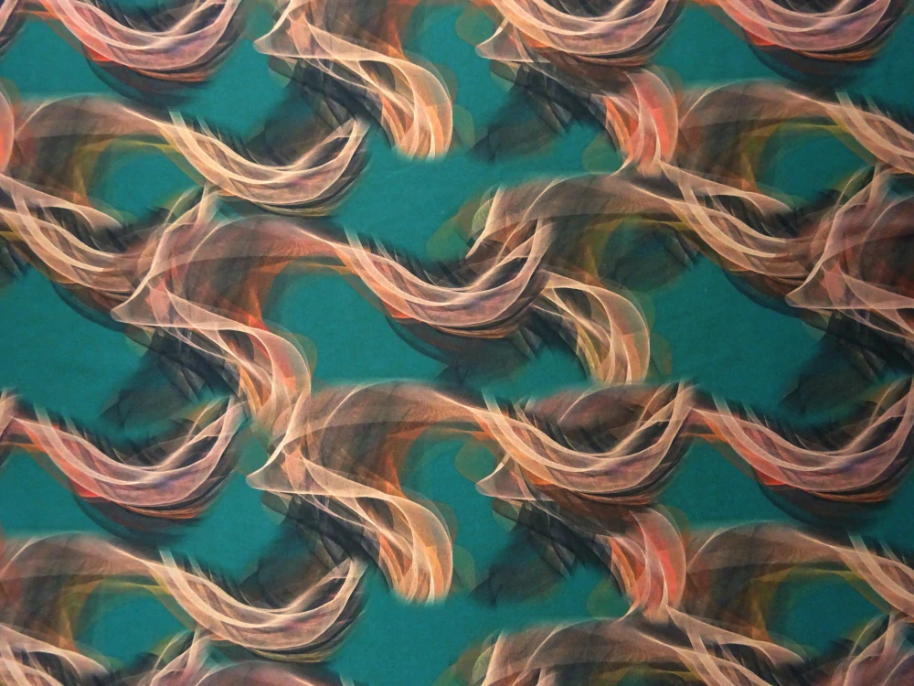 Hodváb smaragdový "hnedý vzor" 