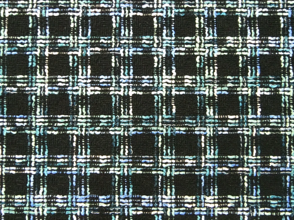 Kostýmovka Chanel čierna "zeleno-modrý vzor" 