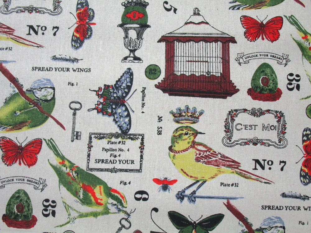 Poťahovka prírodná "farebné vtáky"