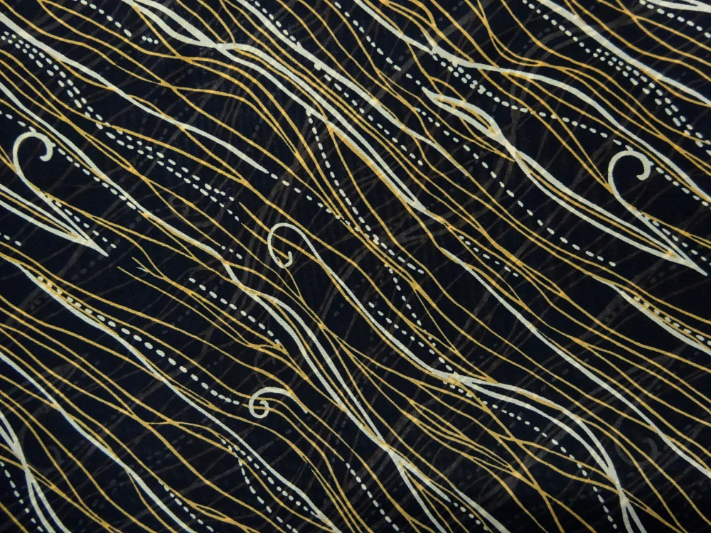 Šifón Brown Vortex čierny "hnedé čiary" 