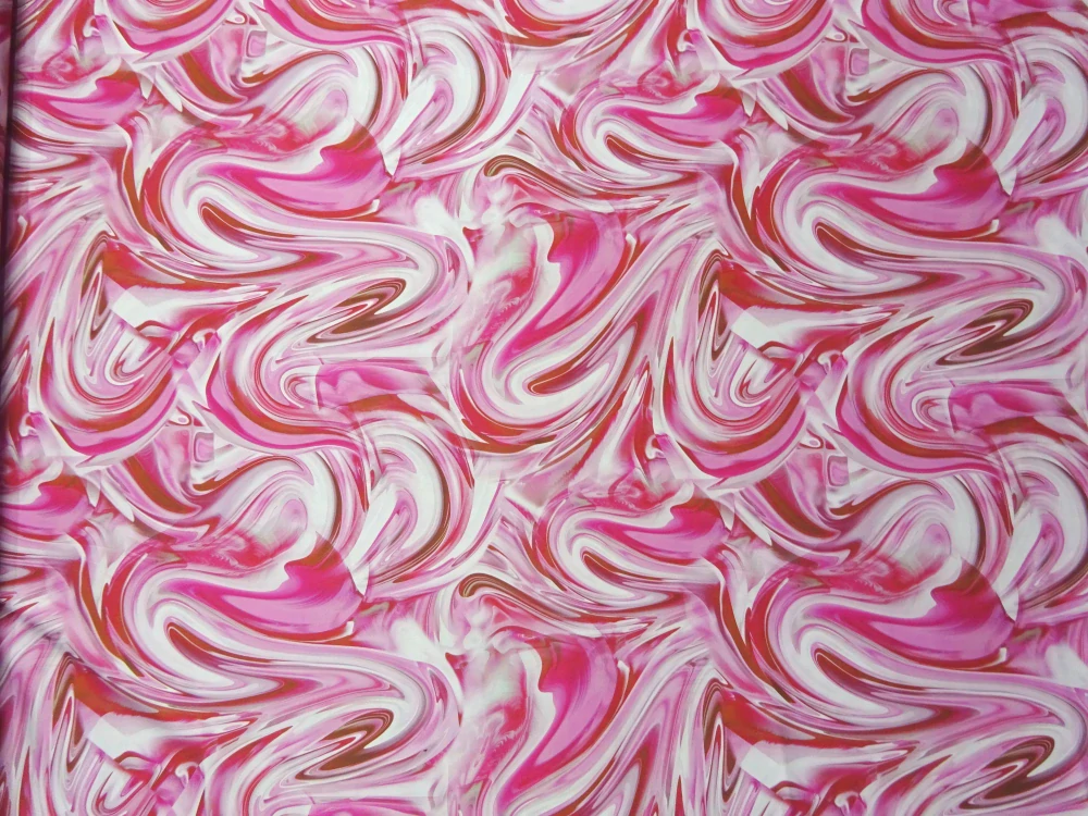 Hodváb ružový "bielo-červené prelivy" 