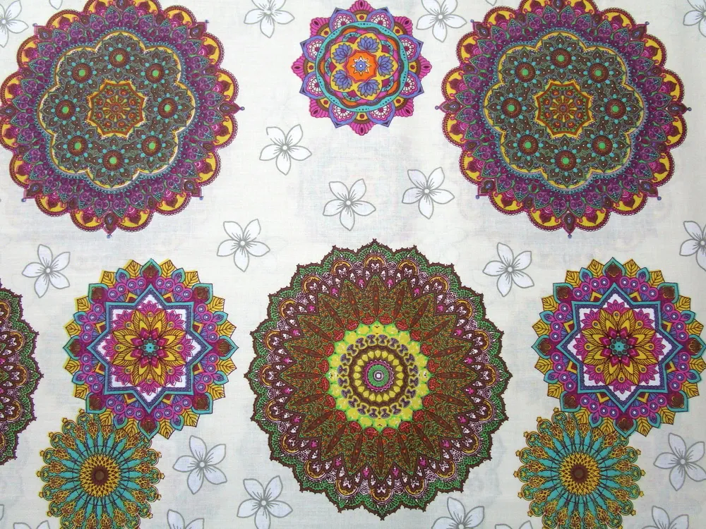Bavlna maslová "farebná mandala" 