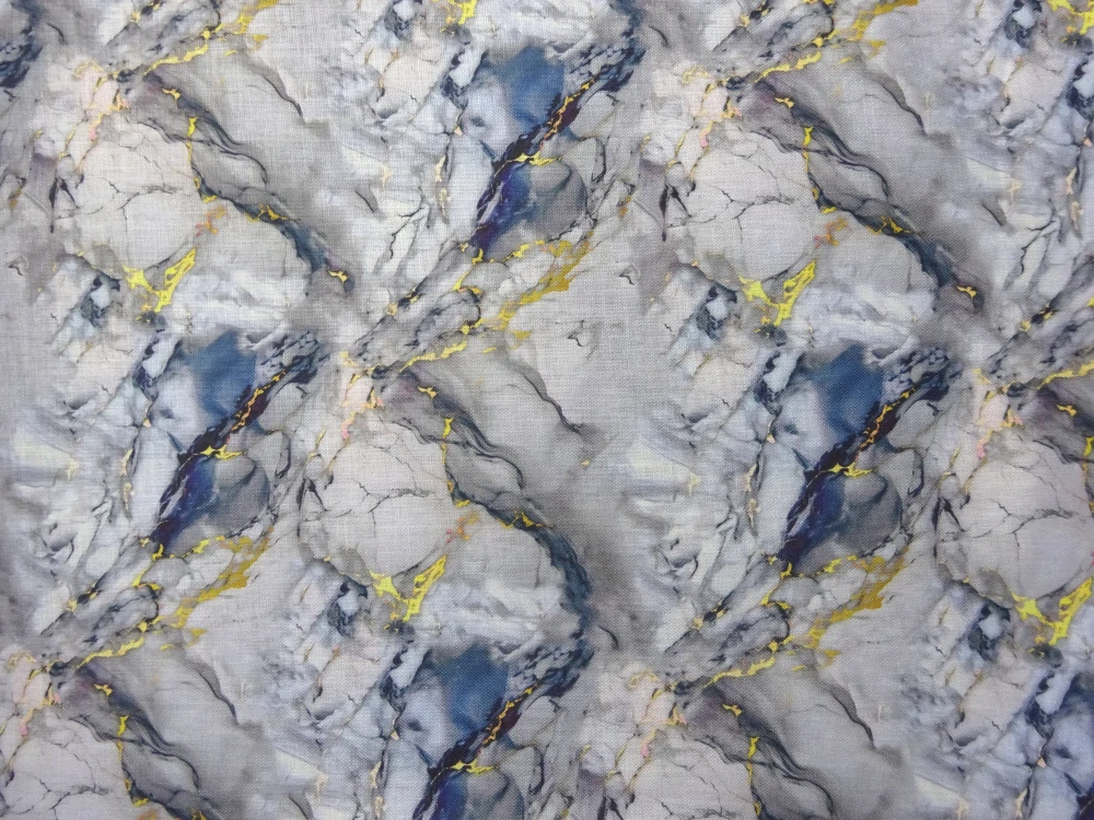 Ľan žlto-modro-sivý "mramor" 
