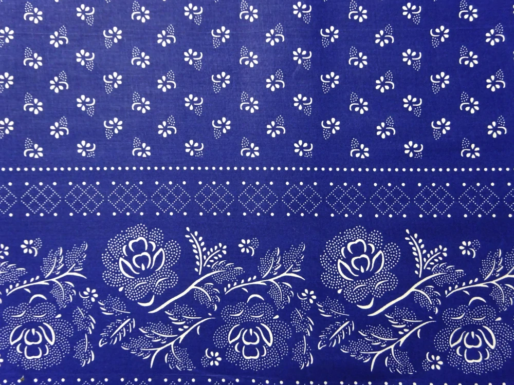 Bavlna modrá "ľudový vzor" - bordúra 