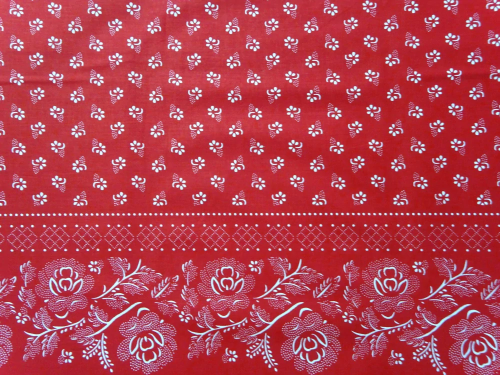 Bavlna červená "ľudový vzor" - bordúra