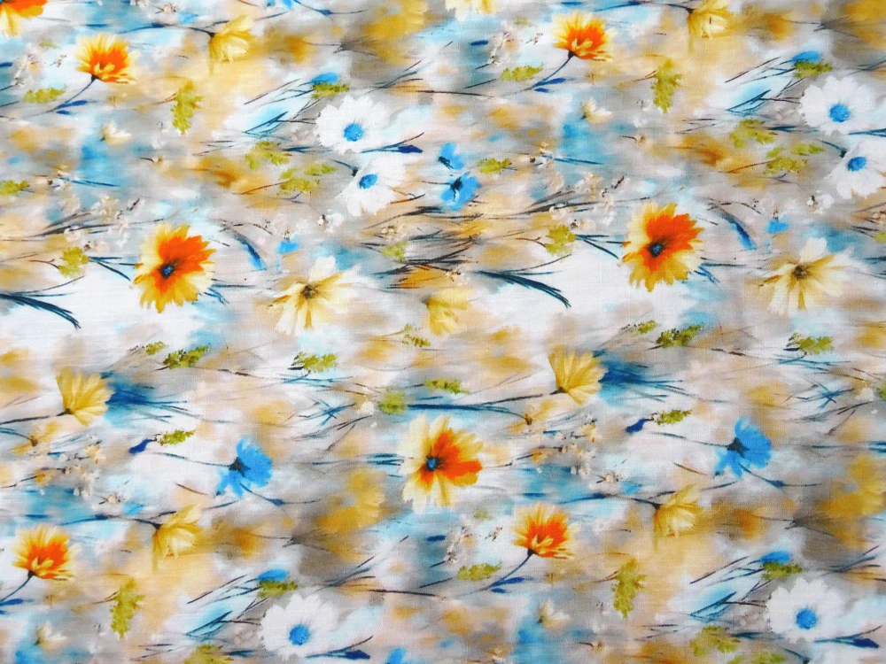 Šatovka prírodná béžovo-modrá "kvety" 