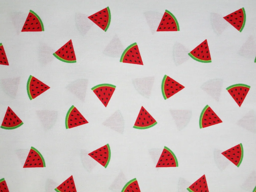 Bavlna biela "červený melón" 