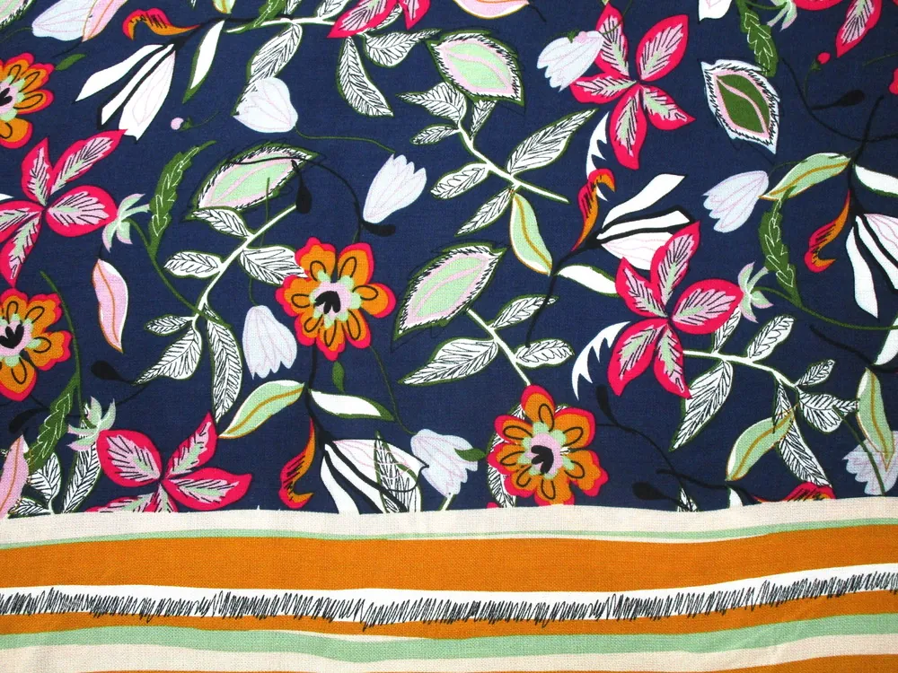 Šatovka tmavomodrá "kvety" - bordúra obojstranná