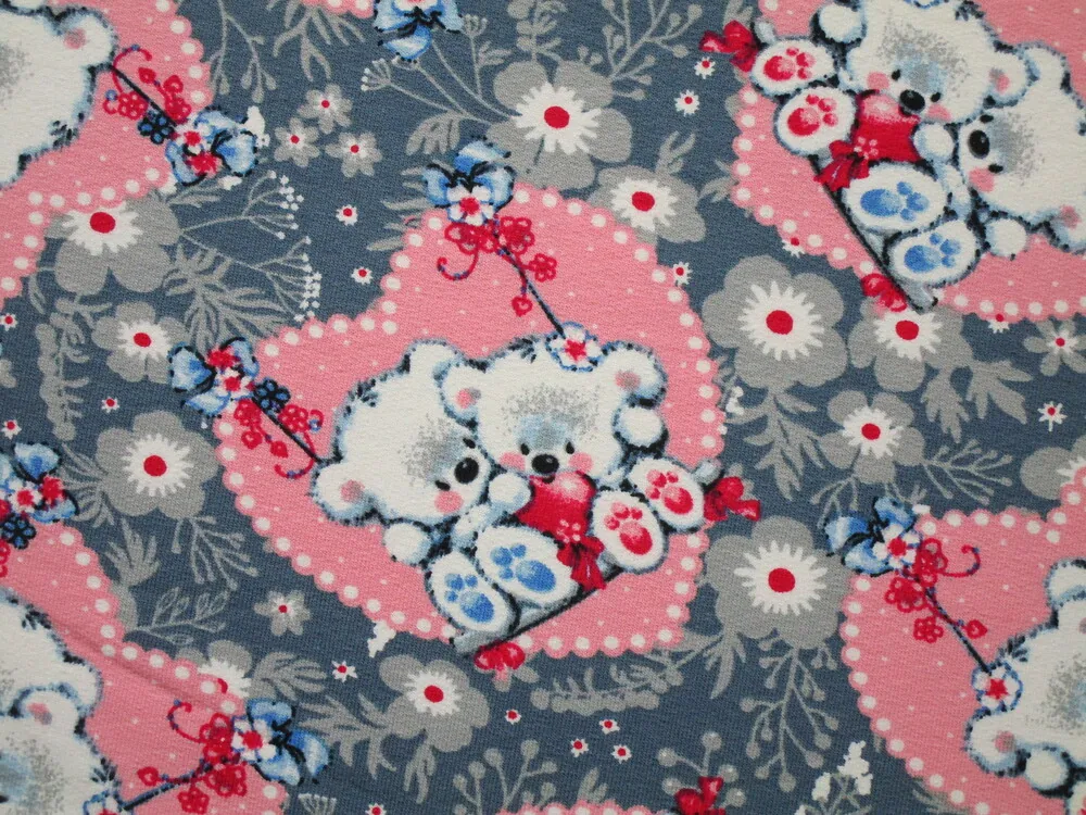 Teplákovina modrosivá "macko v srdiečku"