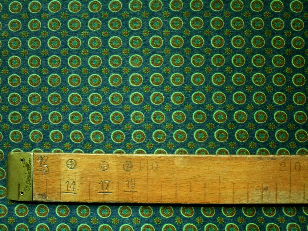 Flauš zeleno-modrý "pomarančová bodka"