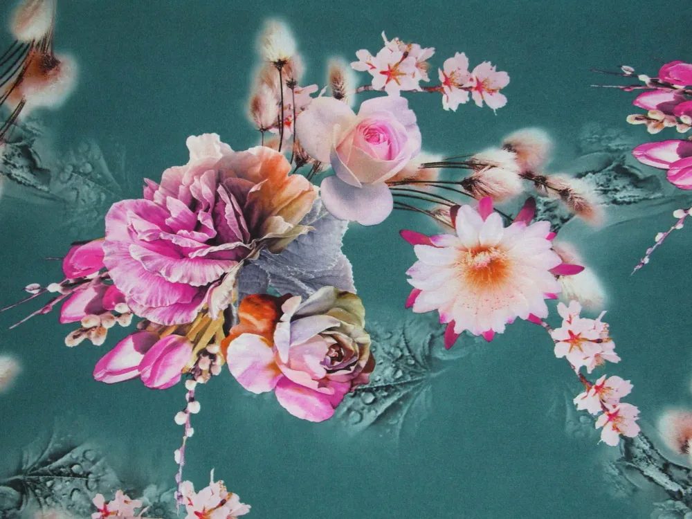 Šatovka zeleno-modrá "kvety" 